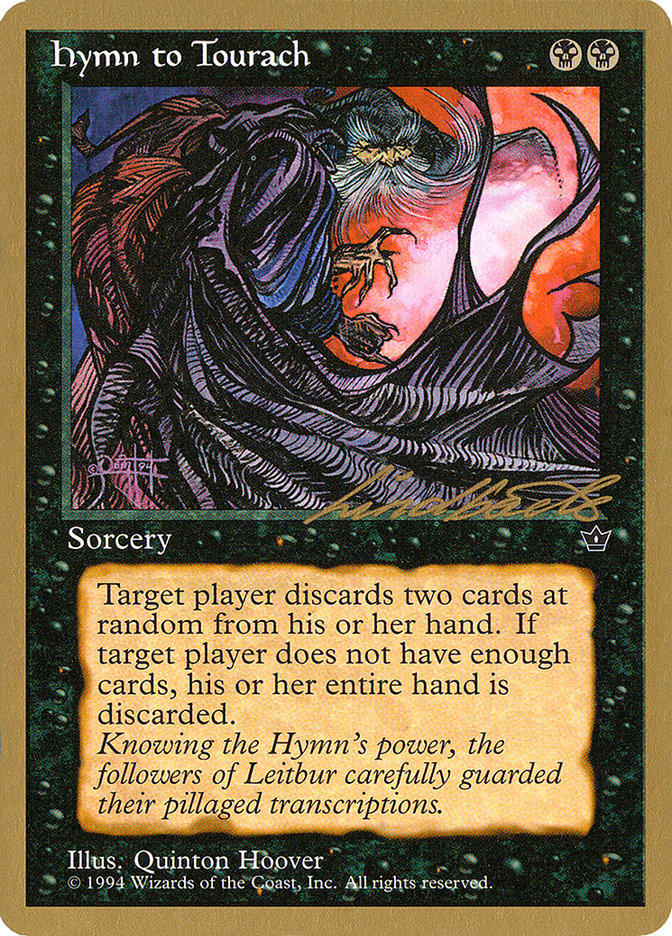 Hymn to Tourach (Cloak) (Leon Lindback) [Pro Tour Collector Set] | Game Haven TX
