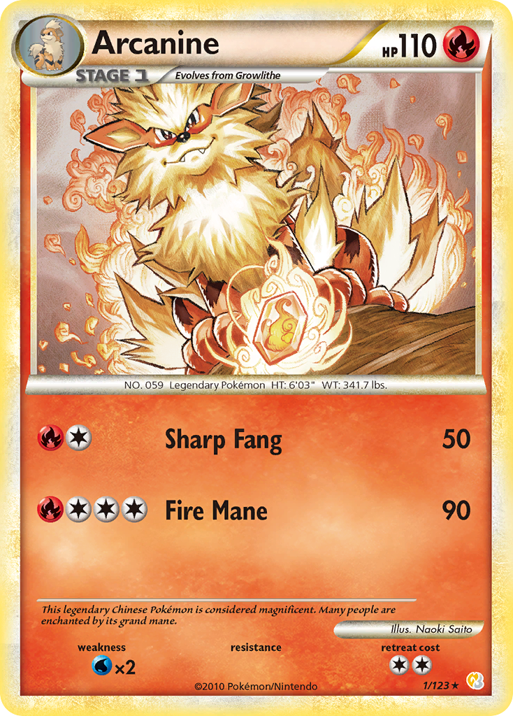 Arcanine (1/123) [HeartGold & SoulSilver: Base Set] | Game Haven TX