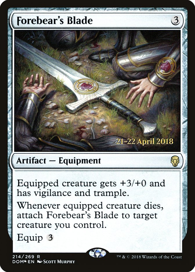 Forebear's Blade [Dominaria Promos] | Game Haven TX
