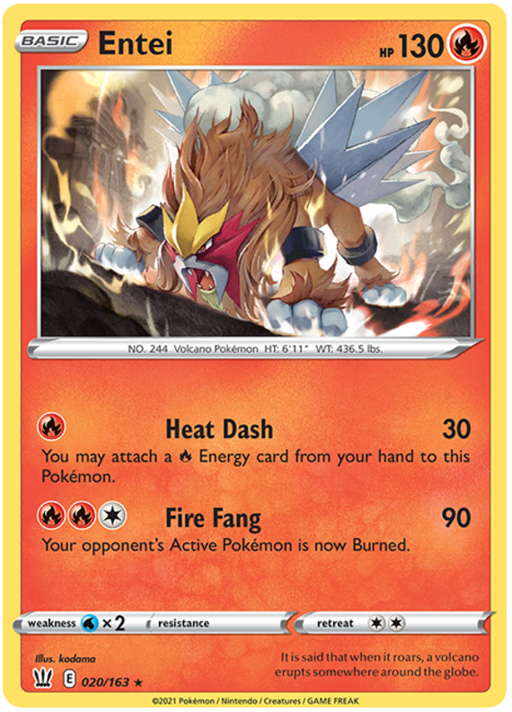 Entei (020/163) [Sword & Shield: Battle Styles] | Game Haven TX