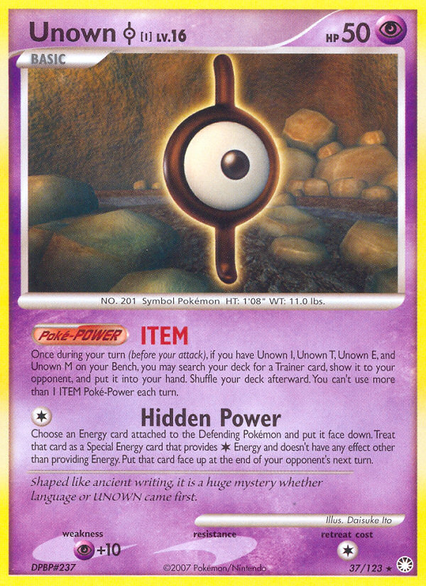 Unown I (37/123) [Diamond & Pearl: Mysterious Treasures] | Game Haven TX