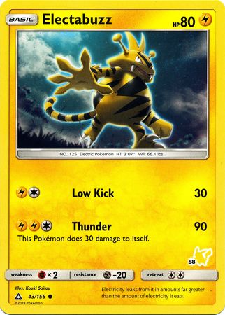 Electabuzz (43/156) (Pikachu Stamp #58) [Battle Academy 2020] | Game Haven TX