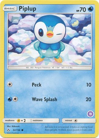 Piplup (32/156) (Deck Exclusive #11) [Sun & Moon: Trainer Kit - Alolan Sandslash] | Game Haven TX