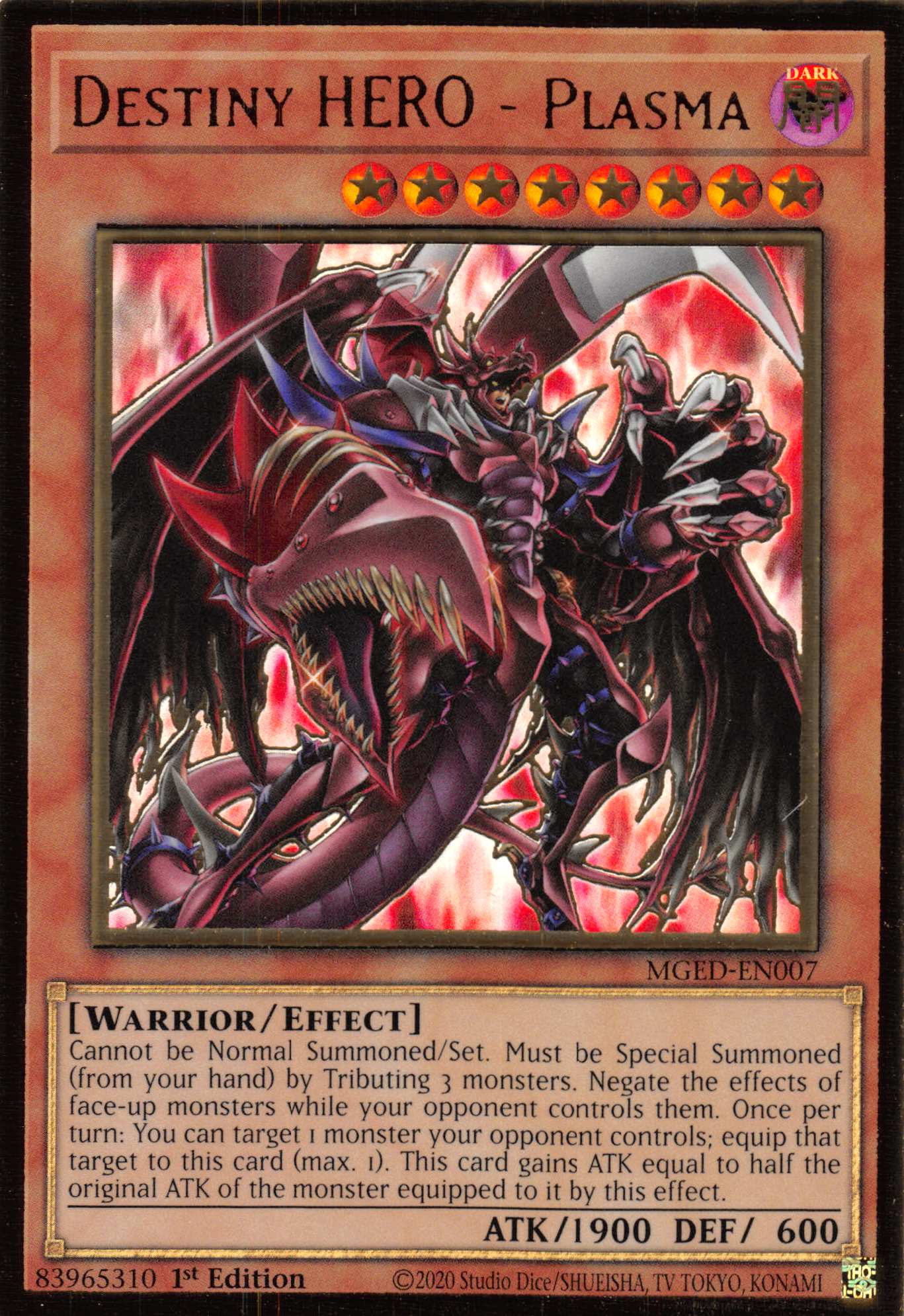 Destiny HERO - Plasma (Alternate Art) [MGED-EN007] Gold Rare | Game Haven TX