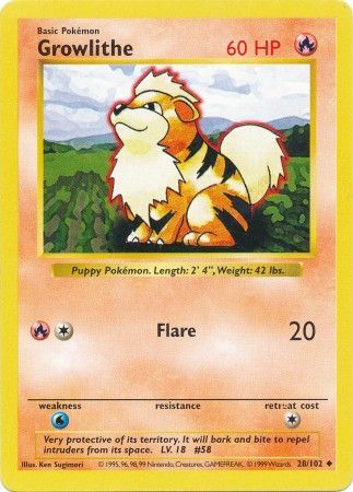 Growlithe (28/102) [Base Set Shadowless Unlimited] | Game Haven TX