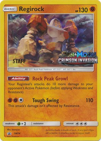 Regirock (SM74) (Staff Prerelease Promo) [Sun & Moon: Black Star Promos] | Game Haven TX