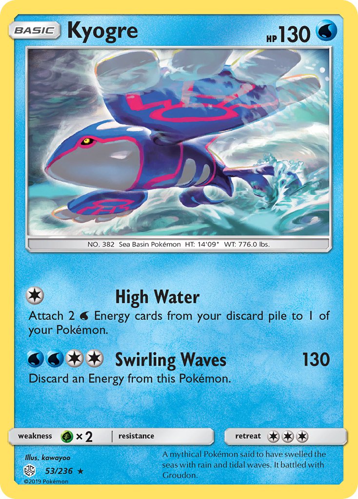 Kyogre (53/236) (Cracked Ice Holo) (Theme Deck Exclusive) [Sun & Moon: Cosmic Eclipse] | Game Haven TX