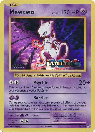 Mewtwo (51/108) (XY Evolutions Staff Prerelease) [XY: Black Star Promos] | Game Haven TX