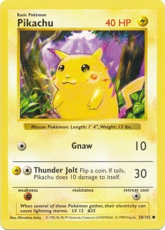 Pikachu (58/102) (Red Cheeks Misprint) [Base Set Shadowless Unlimited] | Game Haven TX