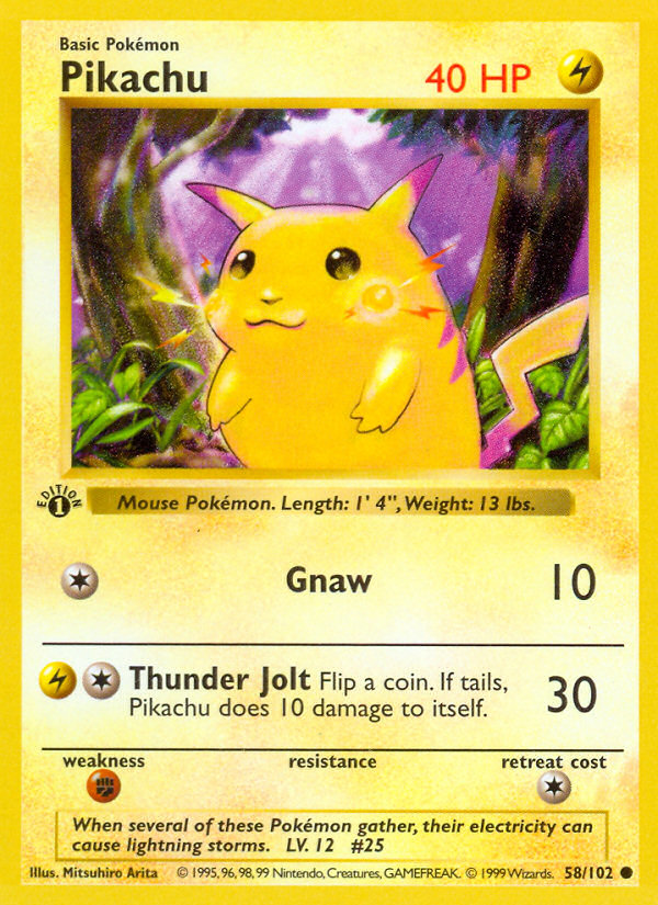 Pikachu (58/102) (Shadowless) [Base Set 1st Edition] | Game Haven TX
