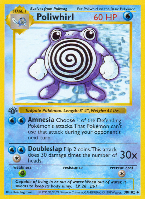 Poliwhirl (38/102) (Shadowless) [Base Set 1st Edition] | Game Haven TX