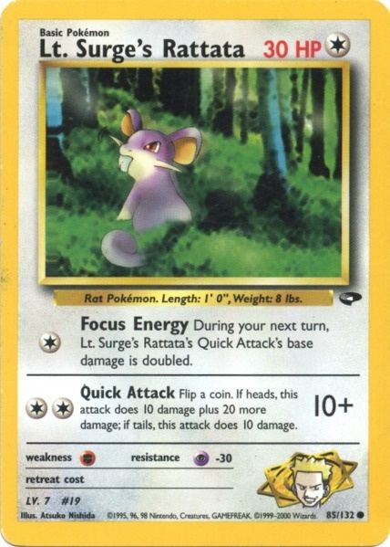 Lt. Surge's Rattata (85/132) [Gym Challenge Unlimited] | Game Haven TX