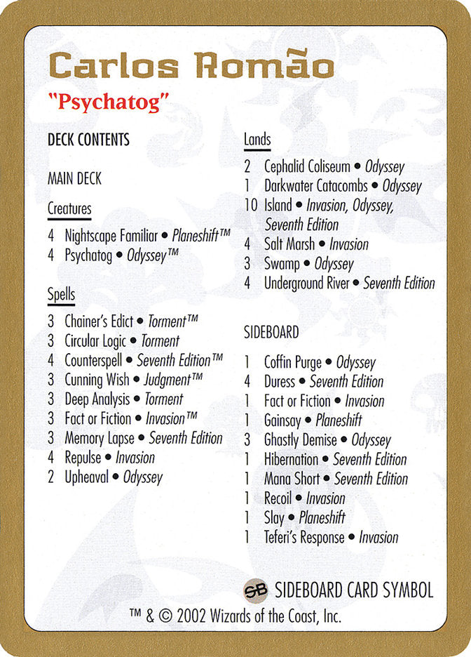 Carlos Romão Decklist [World Championship Decks 2002] | Game Haven TX