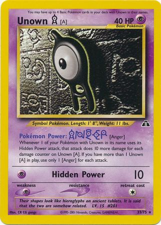 Unown [A] (33/75) [Neo Discovery Unlimited] | Game Haven TX