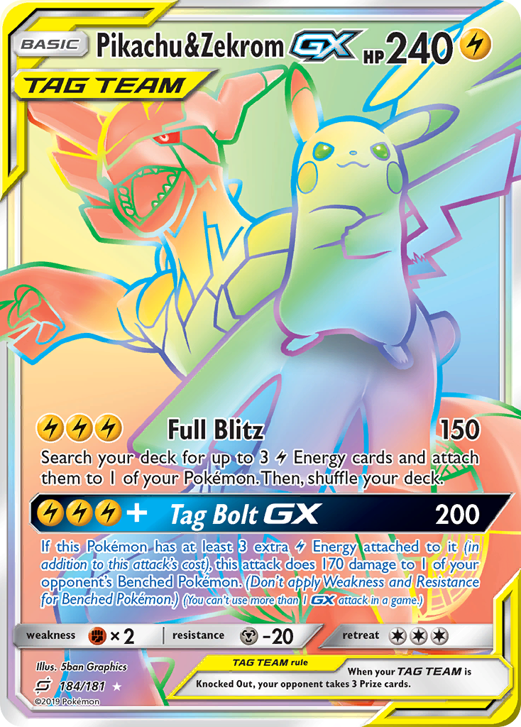 Pikachu & Zekrom GX (184/181) [Sun & Moon: Team Up] | Game Haven TX