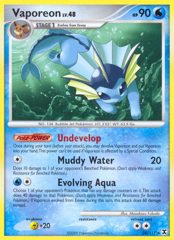 Vaporeon (34/111) [Platinum: Rising Rivals] | Game Haven TX