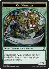 Cat Warrior // Worm Double-sided Token [Commander 2018 Tokens] | Game Haven TX