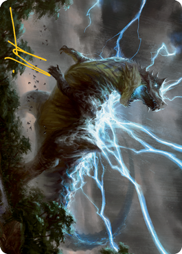 Thrasta, Tempest's Roar Art Card (41) (Gold-Stamped Signature) [Modern Horizons 2 Art Series] | Game Haven TX