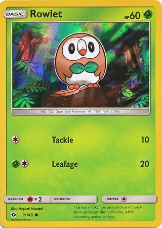 Rowlet (9/149) (Water Web Holo) [Sun & Moon: Base Set] | Game Haven TX