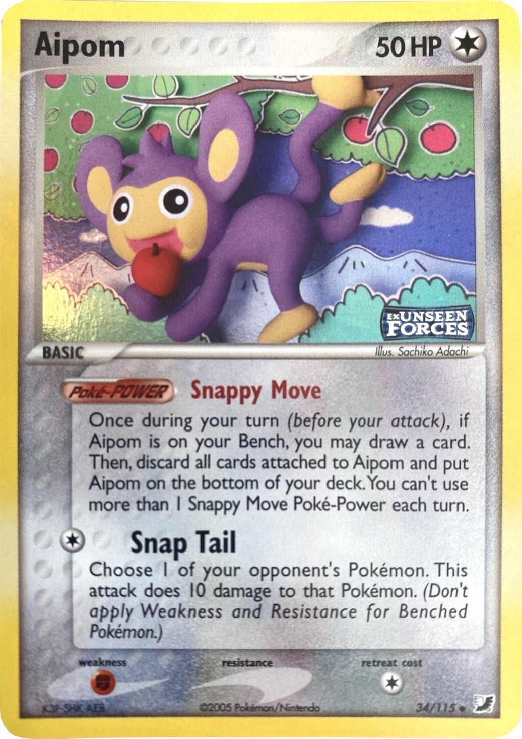 Aipom (34/115) (Stamped) [EX: Unseen Forces] | Game Haven TX